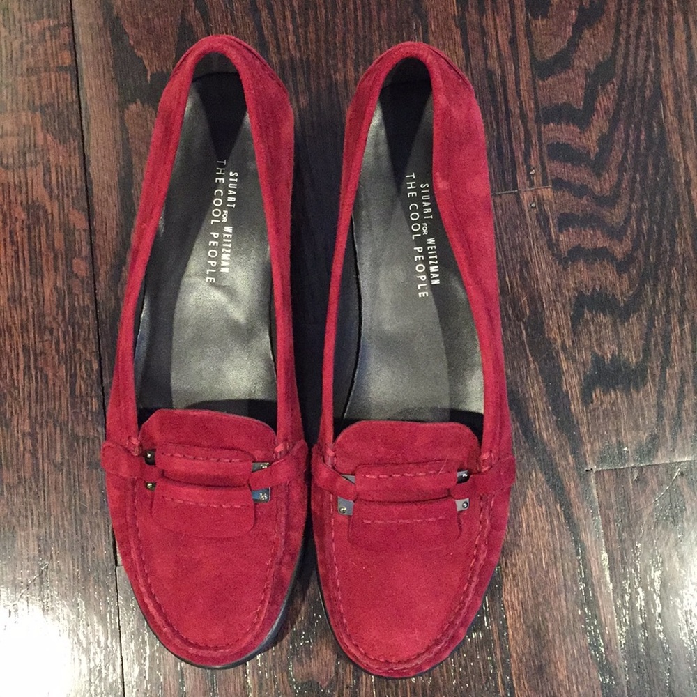 Stuart Weizman Burgundy Suede Loafers Size 10
